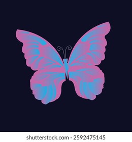 Pink and Blue Butterfly Illustration on Dark Background
