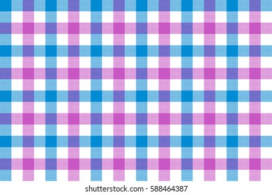 Pink blue check fabric texture background seamless pattern. Vector illustration. EPS 10.