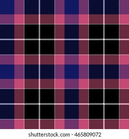 Pink blue check plaid seamless fabric texture. Vector illustration. EPS10.