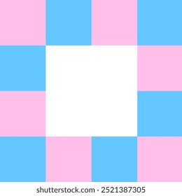 pink and blue checkered frame. form, space for text