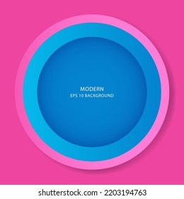 Círculo rosa y azul, marco de forma redondeado simple con espacio de copia, ilustración vectorial
