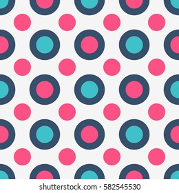 Pink and blue circles seamless pattern on a light background. Vector, eps10