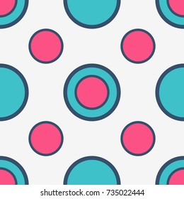 Pink and blue circles seamless pattern on a light background. Vector illustration, eps10