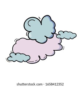 
pink and blue clouds in the sky, cartoon