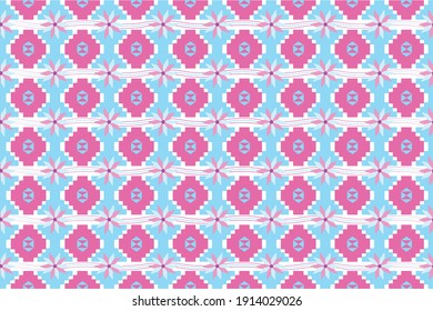 Pink blue colorful. Vector pattern texture. geometric Vector linear pattern. Thai art pallet color background. Vector illustration. pattern Thai style. design for background or wallpaper. flower pink.