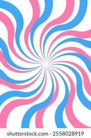 Pink and blue colors swirling on a white background. Geometric spiral abstract wallpaper.