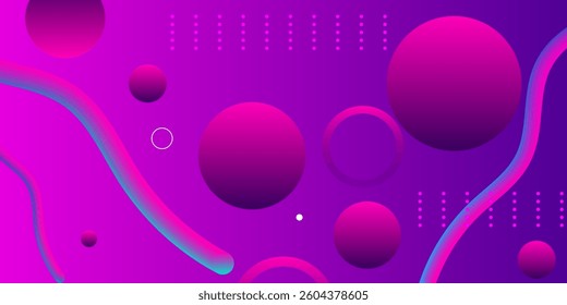 Pink and blue colour abstract gradient background with geometric rounded shapes wave lines and geomatric circle shapes pattern design background vector illustration.