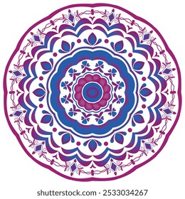 Pink and blue combined flower circle victory mandala