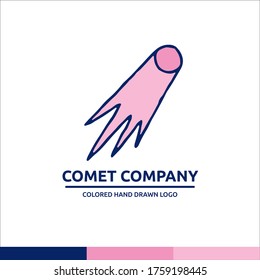 Pink and blue comet univerce vector illustration with spaceship logo