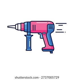 A pink and blue cordless drill with motion lines