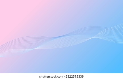 pink blue curve wave lines with soft gradient abstract background