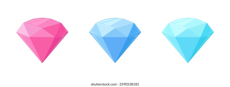 Pink and Blue Diamond Vector Icons Collection