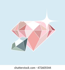 Pink and blue diamonds background in flat style
