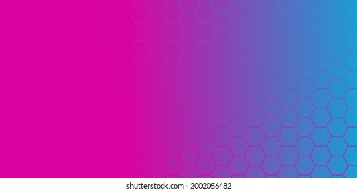 Pink Blue Digital Banner. Hexagonal tech pattern background with text space. Modern abstract banner background. Perfect for social media banners, ads and game wallpapers.
