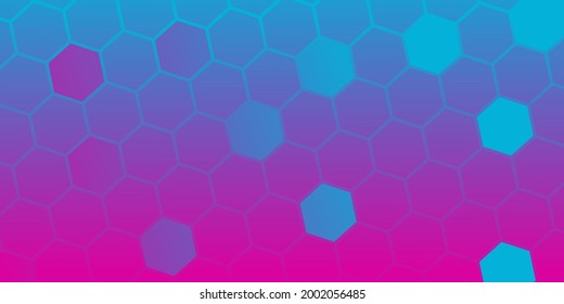 Pink Blue Digital Banner. Hexagonal tech pattern background with text space. Modern abstract banner background. Perfect for social media banners, ads and game wallpapers.