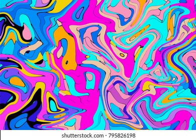 Pink blue digital marbling. Abstract marbled texture. Liquid paint abstraction. Psychedelic color mesh background. Colorful marbling design. Holographic surface design. Agate stone ornament