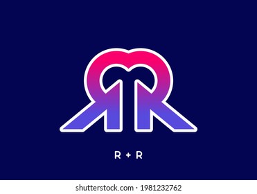 Pink blue of double R initial letter design