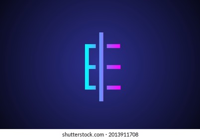 pink blue E line alphabet letter logo for business and company. Simple creative template design for icon and lettering