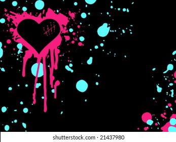 Pink and blue emo heart background (vector); a JPG version is also available