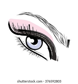 Pink And Blue Eyelashes And Eyebrows Eye Drawing Make Up Icon