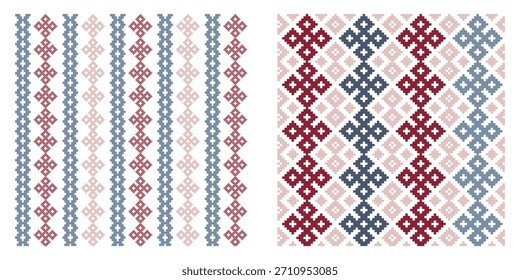 pink and blue fair isle pattern in vector