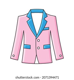 Pink blue fashionable blazer or suit jacket isolated vector, haute couture, vogue and glamour.