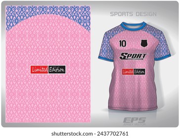 pink blue fence gate pattern design, illustration, textile background for sports t-shirt, football jersey shirt mockup for football club. consistent front view