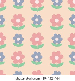 Pink and blue floral lines abstract repeat background pattern design. Vector illustration