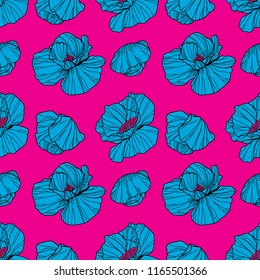 pink blue flower art vector 