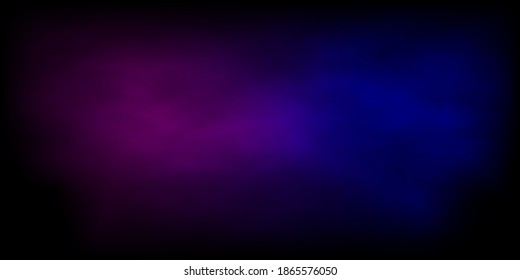 Pink and blue fog light on black background. Colorful light abstarct scene. Interior fashion design vector illustration. Empty minimal colorful lighting. Simple art studio style.