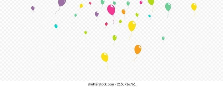 Pink and Blue Fun Ballon Vector Panoramic Transparent Background. Jubilee Baloon Pattern. Bright Happy Design. Cartoon Glossy Inflatable Ball Texture.