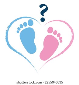   Pink and Blue Gender Reveal Invitation with Baby Footprint. Girl or Boy?