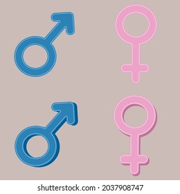 Pink And Blue Gender Symbols.boy,girl,girl,male,female Icon. Feminine And Masculine Sign.