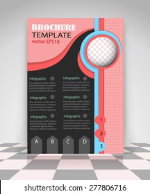 Pink and blue geometric elements on a black background. Abstract vector Business background. Creative flyer design, poster, booklet, brochure 