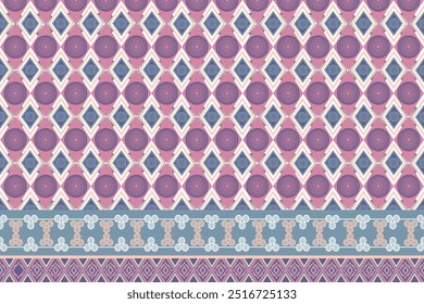 Pink and blue geometric patterns that are traditional, ethnic, Navajo, or Native American Indian. designs for clothing, curtains, carpets, sarongs, Hmong, and fabric edges.