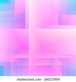 Pink and blue geometrical abstract background made of lines and squares. Vector.