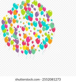 Pink and Blue Glossy Ballon Vector Transparent Background. Realistic Balloon Banner. Cartoon Jubilee Texture. Cute Surprise Inflatable Ball Pattern.