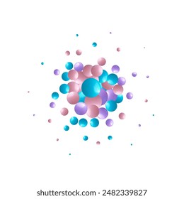 Pink and blue glossy bubbles. Background with realistic balls. Abstract minimal design. Vector illustration.
