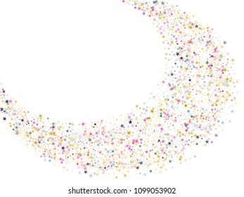 Pink blue gold vector star background sparkle pattern. Minimal colored confetti of flying stars, magic geometric sparkles stardust vector background on white. Carnival party design.