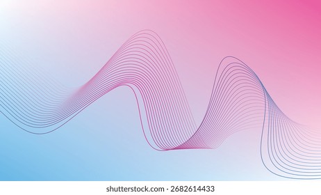 rosafarbener, blauer, abstrakter Hintergrund mit fließendem Wellenliniendesign