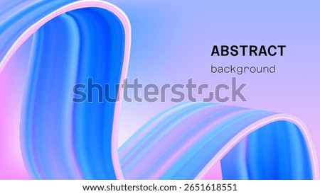 Pink blue gradient background with fluid 3d color wave. Iridescent mesh gradation with calm motion and smooth sweet spiral ribbon. Vibrant futuristic paint stroke or tape on girly hologram wallpaper.
