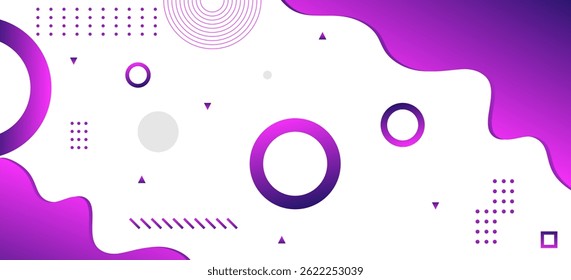 Onda de cor de gradiente rosa e azul e formas de círculo geomátrico e linhas abstratas projetam a ilustração vetorial eps10. 