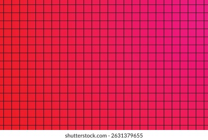 Pink Blue Gradient Grid Background, Digital Blueprint Style with Black Lines and Center Glow, vector grid line background, video background