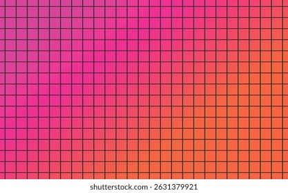 Pink Blue Gradient Grid Background, Digital Blueprint Style with Black Lines and Center Glow, vector grid line background, video background