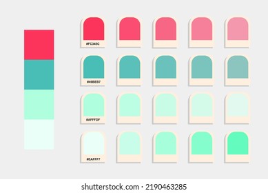 Pink Blue Green Color Palette Vector, Spring Colors Catalog, Design And Edit Idea, Colour Matching, Rgb Pantone Colors, Harmonious Colours Palette Sample, Eps Designed Asset