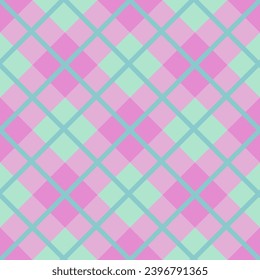 Pink blue green seamless geometric tartan pattern