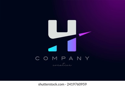 pink blue H letter vector  logo icon design illustration. Creative cut arrow template for business or company