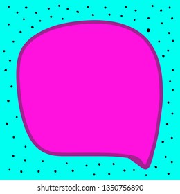 Pink and blue hand drawn speech bubble illustration in bright colors cartoon minimalism