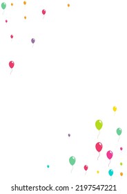 Pink and Blue Happy Balloon Vector  White Background. Round Ballon Texture. Bright Joy Backdrop. Red and Green and Yellow Flying Inflatable Ball Pattern.