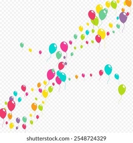 Pink and Blue Happy Balloon Vector Transparent Background. Design Inflatable Ball Pattern. Multicolor Celebrate Banner. Bright Round Baloon Design.